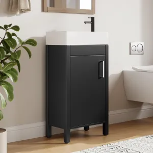Modern 16" Freestanding Bathroom Vanity with Cabinet for Small Bathroom, Black