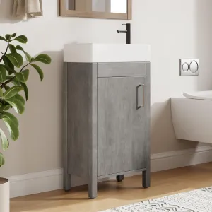Modern 16" Freestanding Bathroom Vanity with Cabinet for Small Bathroom, Grey