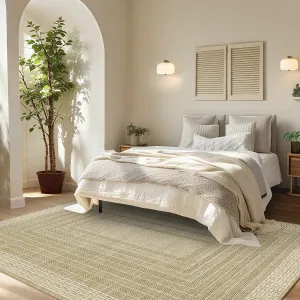 Bordered 9x12 Living Room Rugs Washable Modern Soft Non Slip Geometric Area Rug Taupe