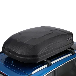 12 Cubic Rooftop Cargo Box Carrier, Dual-Side Opening Hard-Shell Roof Mount with 135 lbs Capacity, Secure Straps & Keys for Travel Luggage Storage, Black