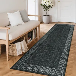 Modern 2x6 Kitchen Rugs Washable Black Non Slip Ultra Thin Low Pile Stain Resistant Indoor Floor Cover