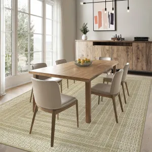 Bordered 5x7 Living Room Rugs Washable Modern Soft Non Slip Geometric Area Rug Taupe