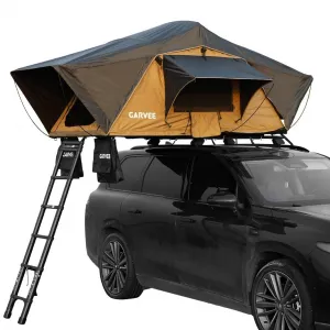 Rooftop Tent Soft Shell With Telescopic Ladder & LED Light For 2-3 Person Camping On Truck SUV Van Trailer Waterproof UV Resistant 4-Season Design