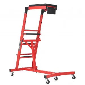 Topside Automotive Creeper for Trucks 49-76" Adjustable Height Heavy Duty 400 LBS Steel Foldable with Cushioned Pad & Lockable Casters for Garage Use, Red