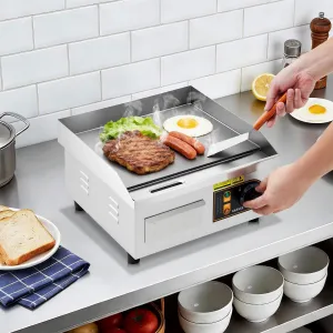 14in Commercial Electric Griddle Stainless Steel Flat Top Grill with Accessories for Home or Restaurant Adjustable Temp 122℉-572℉