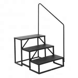 Heavy Duty Stability & Safety – RV Step Stool with Handrail – 3-Step Carbon Steel Ladder – 660 lbs Support – Portable Outdoor Stairs for Camper, Porch, Hot Tub, Pool, Pets – 3 Steps