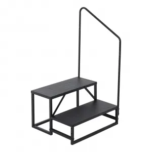 Heavy Duty Stability & Safety – RV Step Stool with Handrail – 2-Step Carbon Steel Ladder – 660 lbs Capacity – Portable Outdoor Stairs for Camper, Mobile Home, Porch, Hot Tub, Pool, Pets – 2 Steps