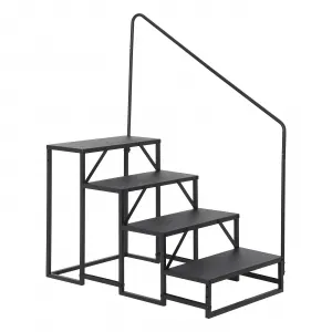 Heavy Duty Stability & Safety – RV Step Stool with Handrail – 4-Step Carbon Steel Ladder – 660 lbs Capacity – Portable Outdoor Stairs for Camper, Mobile Home, Porch, Hot Tub, Pool, Pets – 4 Steps