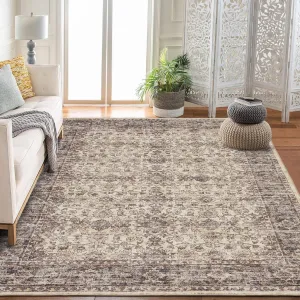 Vintage Boho Area Rugs Washable Non-Slip Large Rugs for Living Room Bedroom Dining Room Beige 4'x6'
