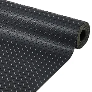 7.5x20 ft Garage Floor Mat, 2.8 mm Thickened Flooring Roll Diamond Plate PVC Rubber Trailer Mat, Non-Slip Floor Protector Mat for Garage, Warehouse, Gyms, Trailer, SUV