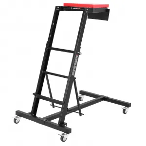 Automotive Engine Creeper - Heavy-Duty Foldable Steel Frame with Adjustable Height (45.7"-66.3"), Padded Deck, 6 Wheels, and 400 lbs Capacity for Auto Repair, Black, Vertical Base