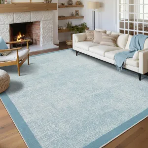 Large Area Rug 8x10 Washable Non Slip Modern Geometric Carpet Light Blue for Living Room Bedroom Dining Room