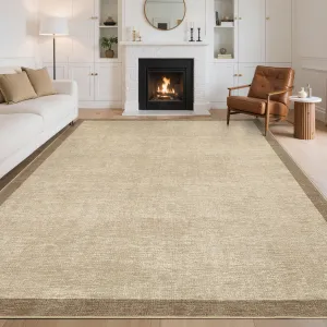 Area Rug 5x7 Washable Geometric Soft Non Slip Low Pile Carpet Taupe for Living Room Bedroom Dining Room