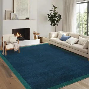 Washable Area Rug 9x12 Geometric Modern Ultra Soft Non Slip Blue Teal Carpet for Living Room Bedroom Dining Room