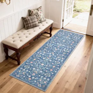 Washable 2x6 Runner Rug Floral Carpet Soft Foldable Non-Slip Fade Resistant Indoor Dining Kitchen Hallway