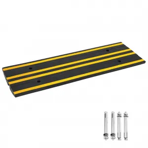 Rubber Curb Ramp 48" Wide Anti-Slip Surface & Anchor Bolts High-Density Rubber Weather-Resistant Portable Driveway Garage Wheelchair Access