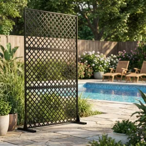 47"x72" Freestanding Metal Privacy Screen in Rust-Resistant Design, 3-Panel for Balcony, Patio and Garden Divider