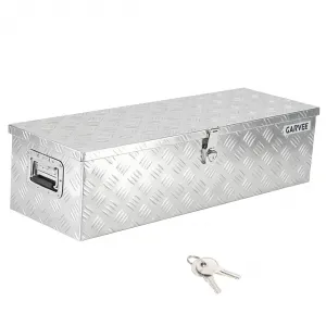 48"X15"X15" Aluminum Truck Bed Tool Box - Heavy Duty Diamond Plate, Lock & Keys, Weather-Resistant, Side Handles, Silver, Pickup Trucks