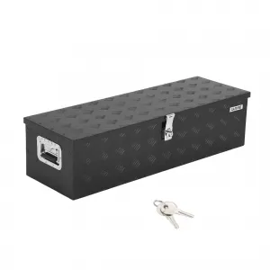 30"X13"X9.6" Aluminum Truck Bed Tool Box - Heavy Duty Diamond Plate, Lock & Keys, Weather-Resistant, Side Handles, Black, Pickup Trucks & Trailers