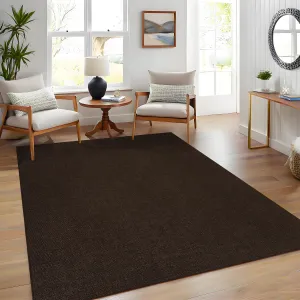 Woven Textured Area Rug 5x7 Washable Non-Slip Low Pile Carpet Brown for Living Room Bedroom Nursery