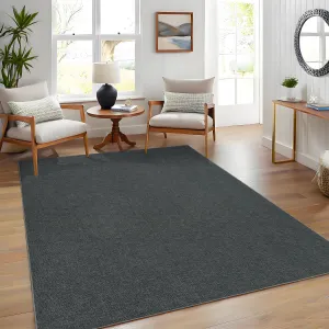 Woven Textured Area Rug 5x7 Washable Non Slip Non-Shedding Ultra-Thin Low Pile Carpet Charcoal for Living Room Bedroom Nursery Dining Room Office Dorm