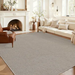 Large Washable Rug 9x12 Taupe Modern Solid Rugs for Living Room Bedroom Office, Non Slip, Ultra-Thin, Foldable