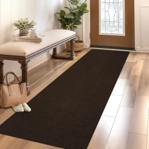 Washable Runner Rug 2x6 Brown Non Slip Thin Foldable Mat for Entryway Kitchen Bathroom