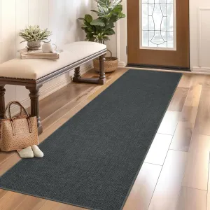 Washable Runner Rug 2x6 Charcoal Non Slip Low Pile Foldable Mat for Entryway Kitchen Bathroom
