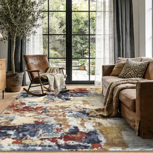 Abstract Washable Area Rug 9x12 Colorful Non Slip Ultra Thin Modern Large Carpet for Bedroom Living Room Dining Room Office