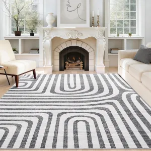 9X12 Area Rugs Washable Non-Slip Low-Pile Soft Carpet for Living Room Bedroom Dining Room