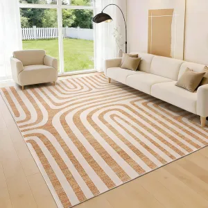 5X7 Area Rug Abstract Modern Washable Non-Slip Low-Pile Soft Carpet for Bedroom Living Room Dining Room Orange