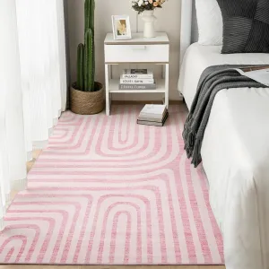5X7 Area Rugs Washable Non-Slip Low-Pile Soft Floor Carpet for Bedroom Living Room Dining Room Pink