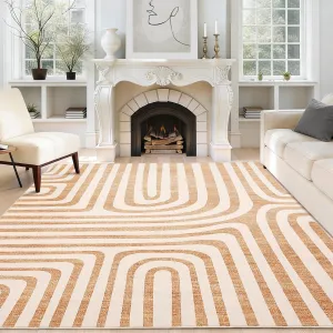 8x10 Area Rugs Washable Non-Slip Low-Pile Soft Carpet for Living Room Bedroom Dining Room Orange