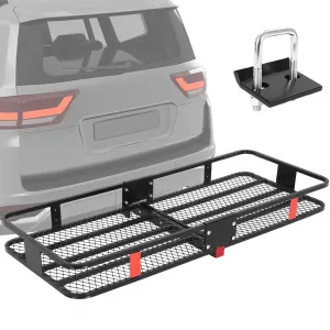 70" x 30" Heavy-Duty Hitch Cargo Carrier, 600 Lbs Capacity Folding Design Steel Frame Locking Straps Anti-Theft Lock 2" Receiver SUVs Trucks Off-Road