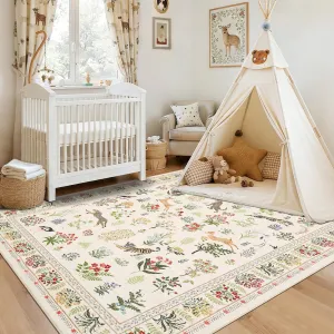 Jungle 6x9 Area Rugs Indoor Modern Animal Print Washable Nursery Rugs Beige