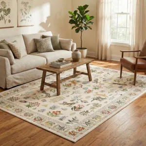 Jungle 8x10 Area Rugs for Living Room Bedroom, Indoor Modern Cute Animal Print Washable Nursery Rugs, Ultra Thin Non Slip Throw Carpet, Beige