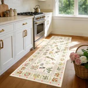 Animal Print 2x6 Kitchen Rugs, Washable Soft Non Slip Runner Rug for Hallway Entryway, Beige