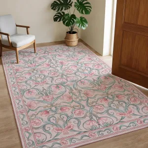 Area Rug 5x7 Floral Modern Washable Non-Slip Low-Pile Soft Carpet for Bedroom Living Room Dining