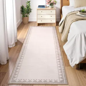 Washable 2x6 Runner Rug Modern Border Non-Slip, Stain Resistant Low Pile Polyester for Kitchen Entryway Bathroom