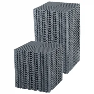 Interlinked Non-Slip Bathroom Floor Mats - 50 Pack 12"x12" Waterproof Tiles with Drainage Holes - Soft PVC, Modular, Easy Clean - Use in Kitchen, Patio, Pool Deck, Garage, Gym, Outdoor Shower - Grey - 50 Gray Pieces