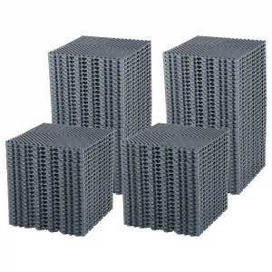 100 Pack Interlocking Floor Tiles 12"x12", Non-Slip Modular Flooring Mat with Drainage Holes, PVC Interlocking Cushion Tiles for Garage, Gym, Gray