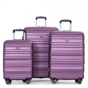 3 Piece Expandable Suitcase Luggage Sets PC Durable Lightweight Travel Suitcase Set With Spinner Wheels, TSA Lock, 21in/25in/29in, Dark Purple