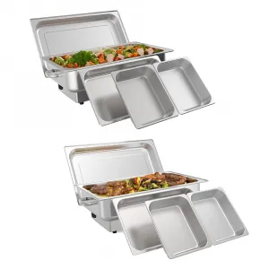 2 PACK Electric Chafing Dish Buffet Set 9QT Buffet Food Servers and Warmers Digital Display Temperature with 1 Full-size Pan & 2 Half-size Pan Stainless Steel for Parties Weddings Caterings