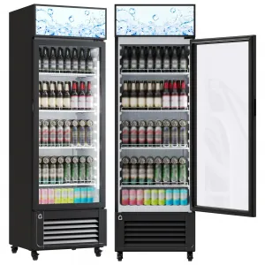 11.3 Cu.Ft, Commercial Beverage Refrigerator With One Glass Door, Frost-Free, Energy-Saving Upright Cooler For Stores And Cafes