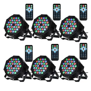 DJ Lights, 36LED Stage Light Sound Activated, Remot and DMX Control, Uplighting Lights for Events, Party, Wedding, Festival - 6 Pack