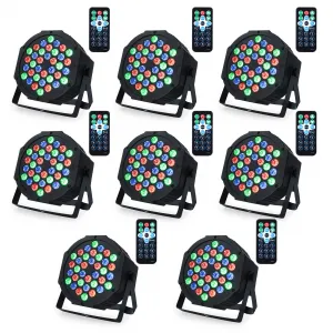 36 LED Par Lights Stage Lights with Sound Activated Remote & DMX Control, RGB Lighting, Dual Brackets, 8 Pack for Party, Wedding, Club