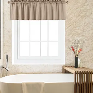 Valances for Kitchen, Waffle Woven Half Window Valance Curtains for Bathroom Windows Short Cafe Curtains, Plaza Taupe, 60x15 Inch