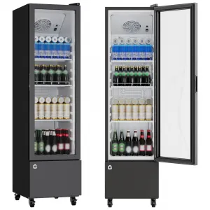 6.3 Cu.Ft Commercial Beverage Refrigerator, Single Glass Door, Adjustable Shelves, Black for Bars Gyms Offices