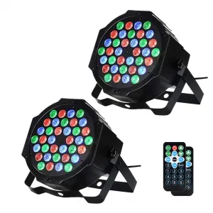 DJ Par Lights, 36LEDs Stage Lighting Controlled by Remoter and DMX Control - 2 Pack