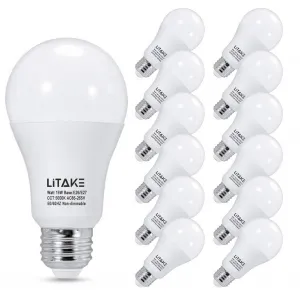A19 LED Bulbs 150 Watt Equivalent,5000K Daylight LED Light Bulbs,E26 Medium Base, 15W LED Bulbs1600 Lumens for Home Lights, No Flicker, Non-Dimmable, 12 Packs